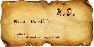 Miler Donát névjegykártya